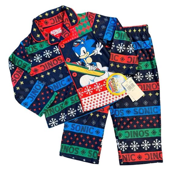 Sonic The Hedgehog Other - NWT Sonic The Hedgehog Toddler Boy 2T Christmas Fair Isle Pajamas Pj Set Pants